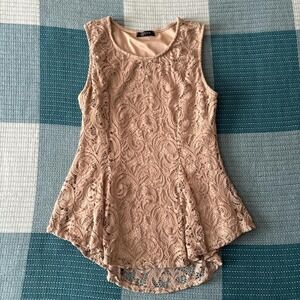 Scobe sleeveless lace tank in a neutral beige/nude tone